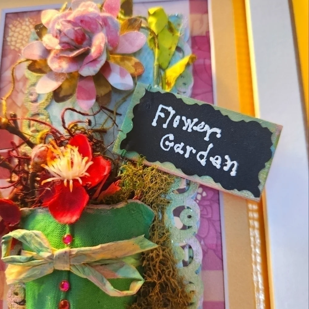 Handcrafted 3D Framed approx (7.5 x 9) GardenFloral Design.Home Decor or gift it